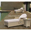 Wicker Rattan Rattan Chaise lounge ao ar livre com mesa lateral